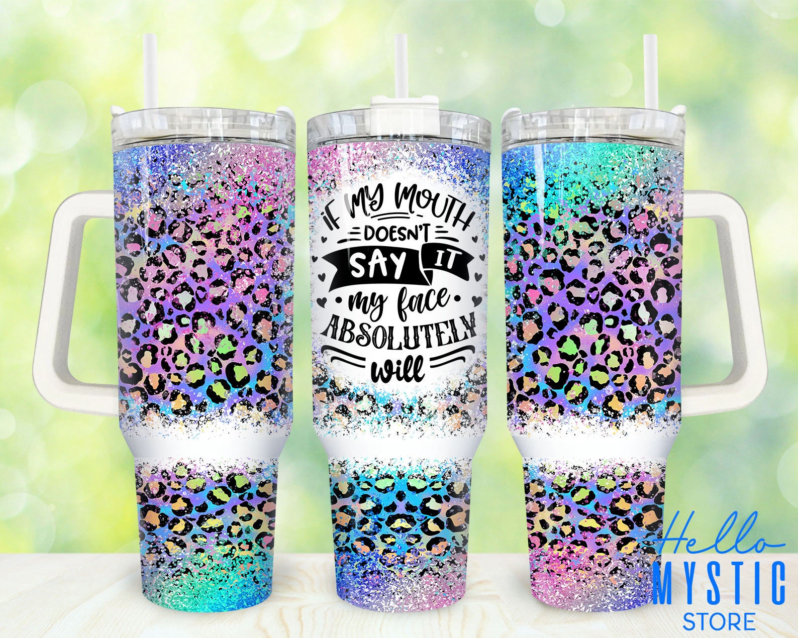 Glitter Leopard Print Custom Stanley Cup 40 oz 30 oz Tumbler With HandleTVC2301916