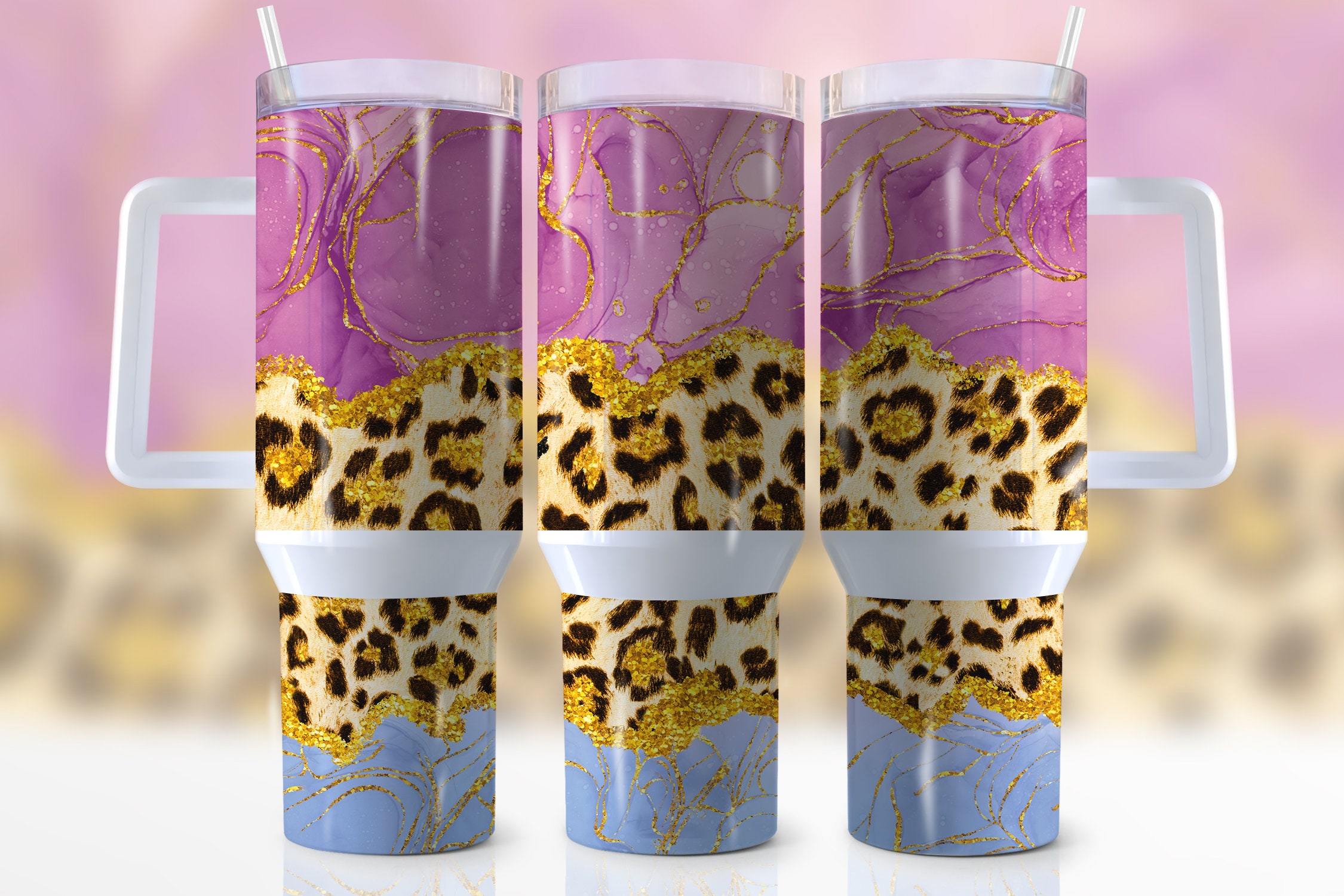 Glitter Leopard Print Custom Stanley Cup 40 oz 30 oz Tumbler With HandleTVC2301951