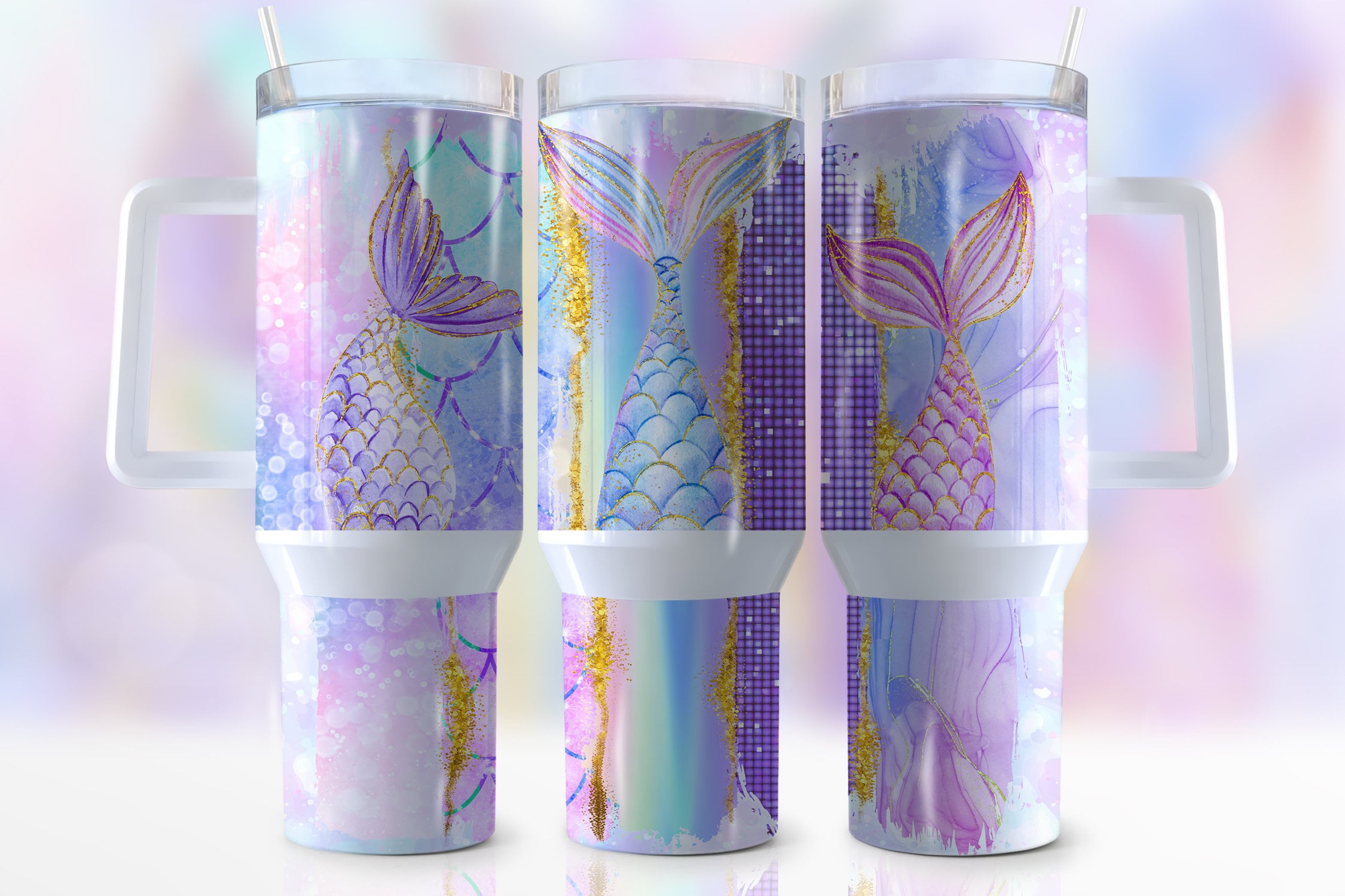 Glitter Mermaid Tail Custom Stanley Cup 40 oz 30 oz Tumbler With HandleTVC2301946