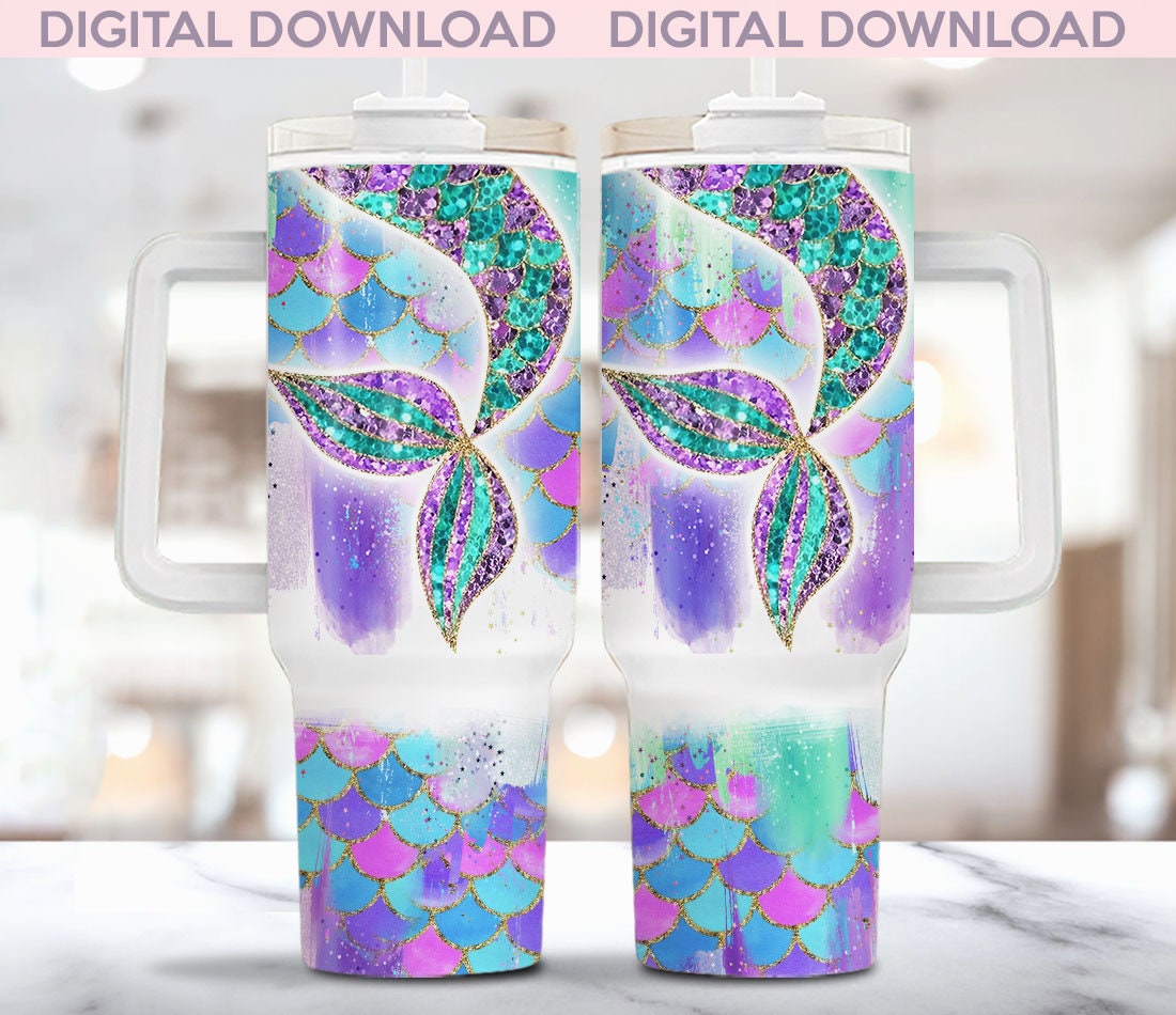 Glitter Mermaid Tail Custom Stanley Cup 40 oz 30 oz Tumbler With HandleTVC2301958