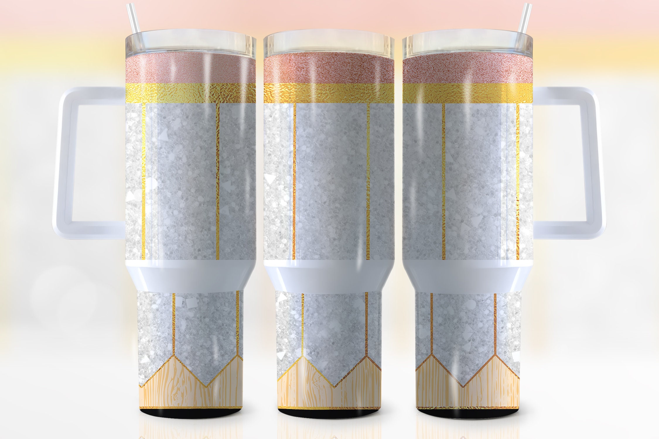 Glitter Pencil Pattern Back To School Custom Stanley Cup 40 oz 30 oz Tumbler With HandleTVC2301953