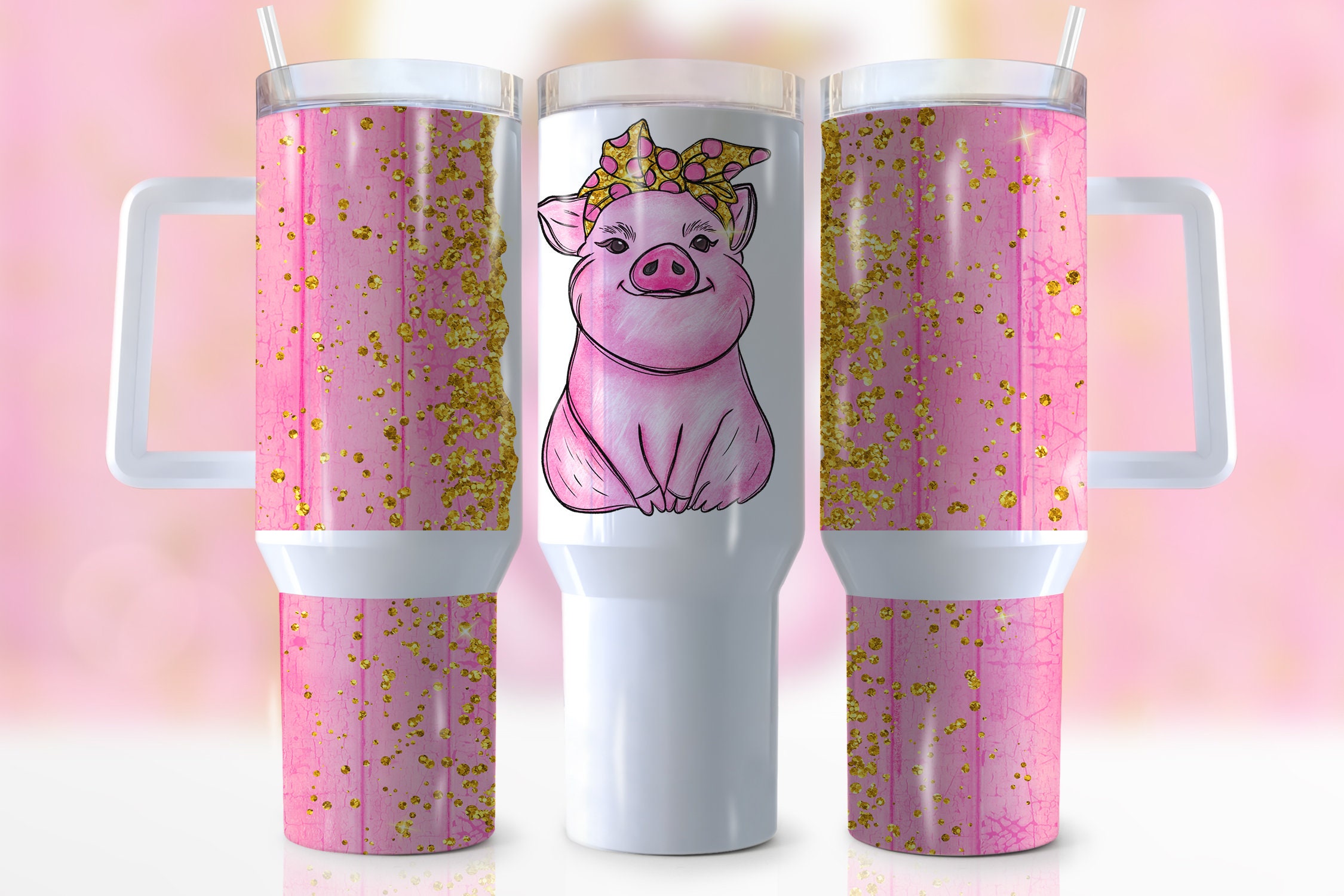 Glitter Pig Custom Stanley Cup 40 oz 30 oz Tumbler With HandleTVC2301941