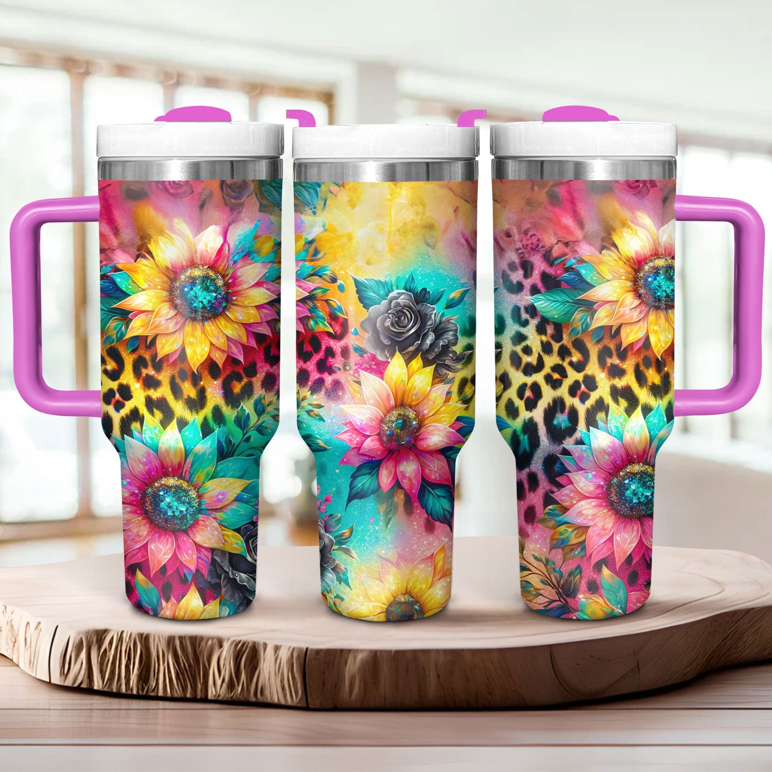 Glitter Sunflowers Custom Stanley Cup 40 oz 30 oz Tumbler With HandleTVC2301725 - Image 2
