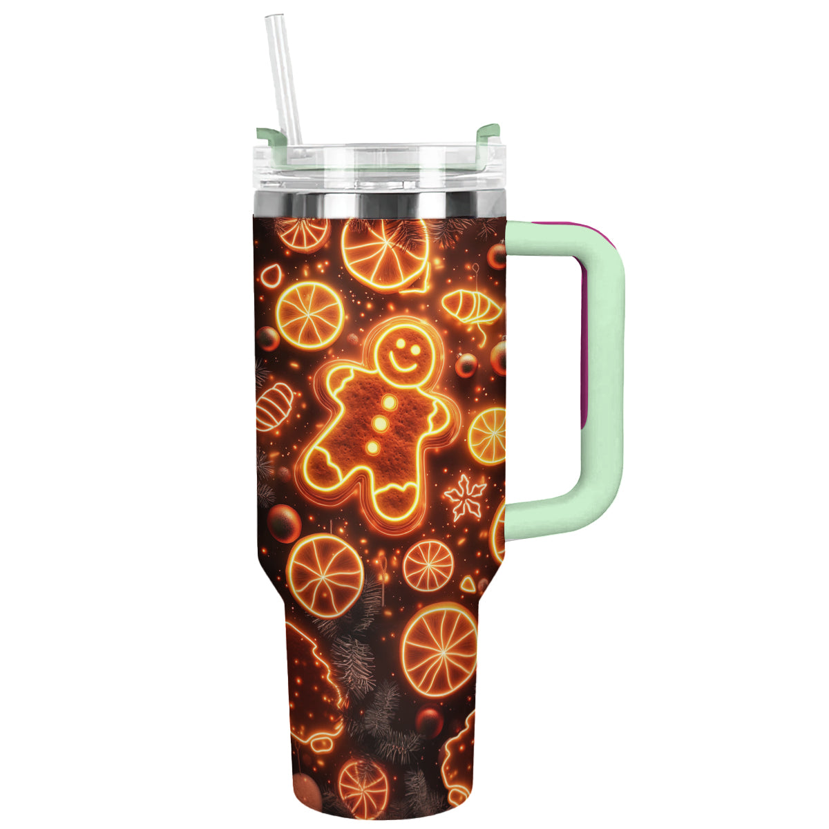 Glowing Gingerbread Christmas Custom Stanley Cup 40 oz 30 oz Tumbler With HandleTVC2301496