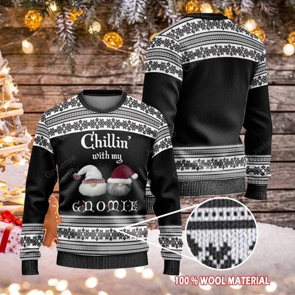 Gnome Chillin With My Gnomie Ugly Christmas Sweater Adult 3D Funny Matching for family