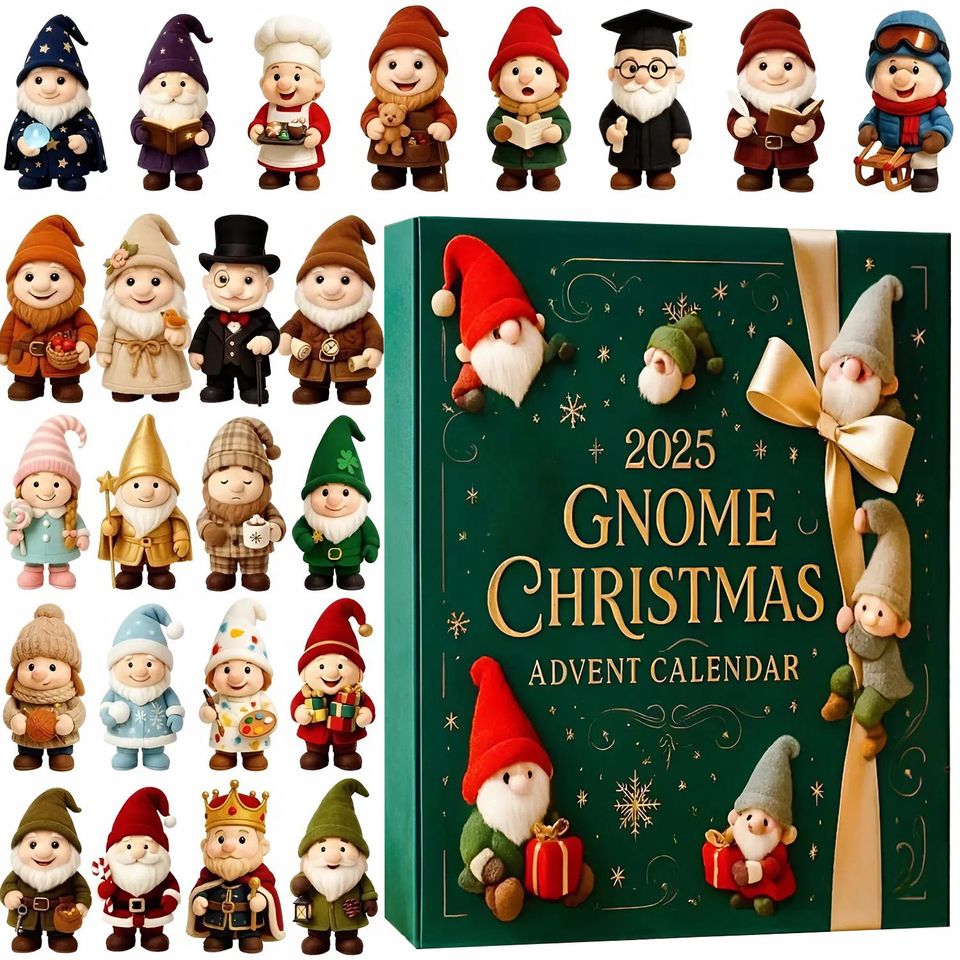 Gnome Christmas Advent Calendar 2025, Gnome Xmas FigurinesChristmas Ornament Countdown Calendar Acrylic 2D Flat - Image 2