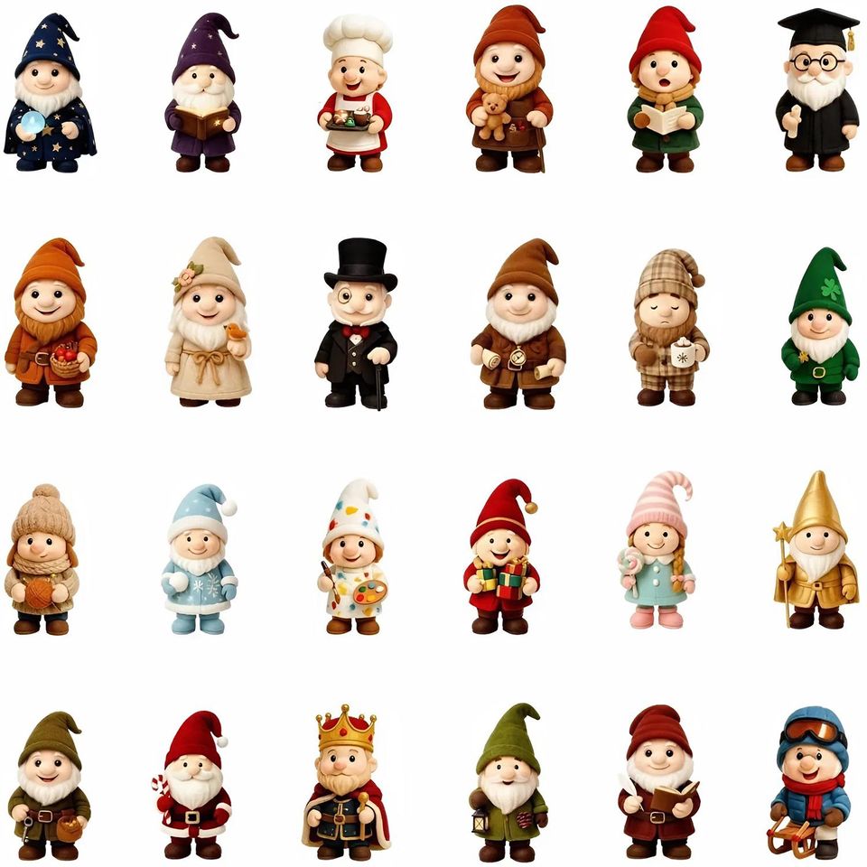 Gnome Christmas Advent Calendar 2025, Gnome Xmas FigurinesChristmas Ornament Countdown Calendar Acrylic 2D Flat - Image 6