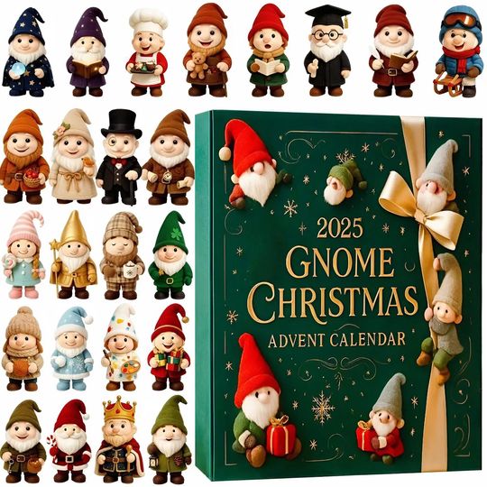 Gnome Christmas Advent Calendar 2025, Gnome Xmas FigurinesChristmas Ornament Countdown Calendar Acrylic 2D Flat - Image 9