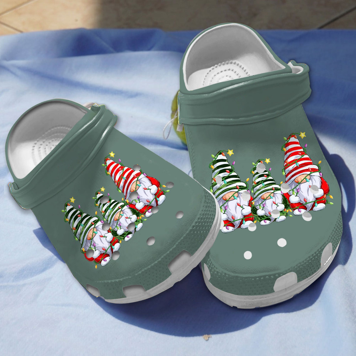 Gnome Christmas Lights Crocs Crocband Clogs Shoes Comfortable For Men Women and Kids