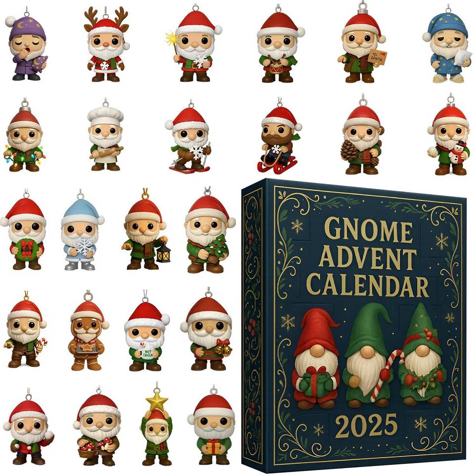 Gnome Xmas Advent Calendar 2025, 24 Day Gnome Figurines
