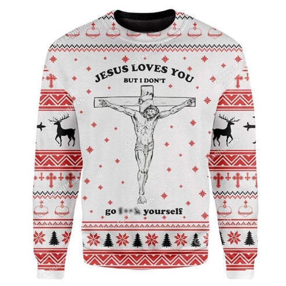 Go F*ck Yourself 3D shirt, Religion Ugly Christmas Sweater