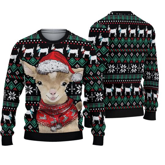 Goat Christmas Ugly Sweater 3D All Over Print - Image 2