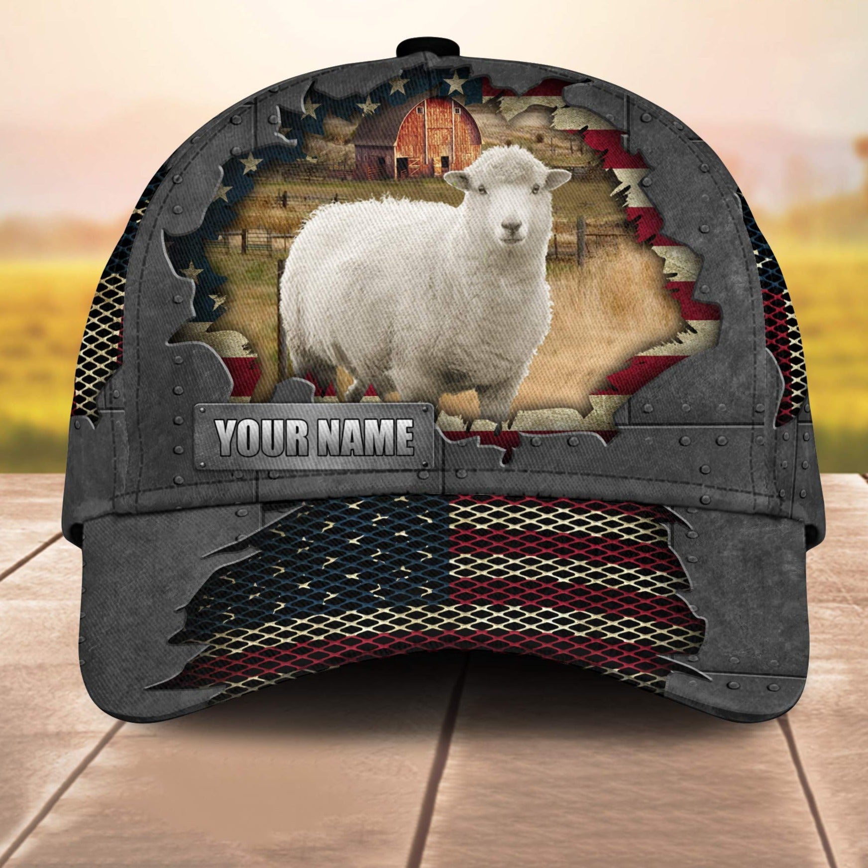 Goat Customized Name Us Flag Net 3D Cap 3D All Over Print Baseball Cap, Cap For Farm Lovers, Animal Cap, Leather Pattern Cap Trucker Hats Custom Hats Gifts For Men & Women