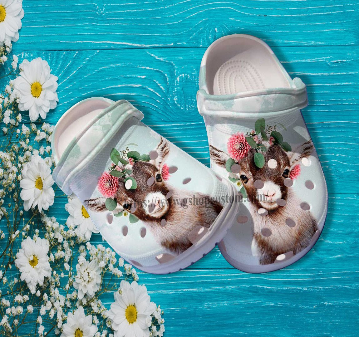 Goat Flower Cute Croc Shoes Gift Aunt
