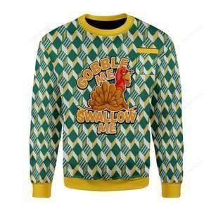 Gobble Me Swallow Me Turkey Ugly Christmas Sweater Adult 3D Funny Matching for family - Image 2