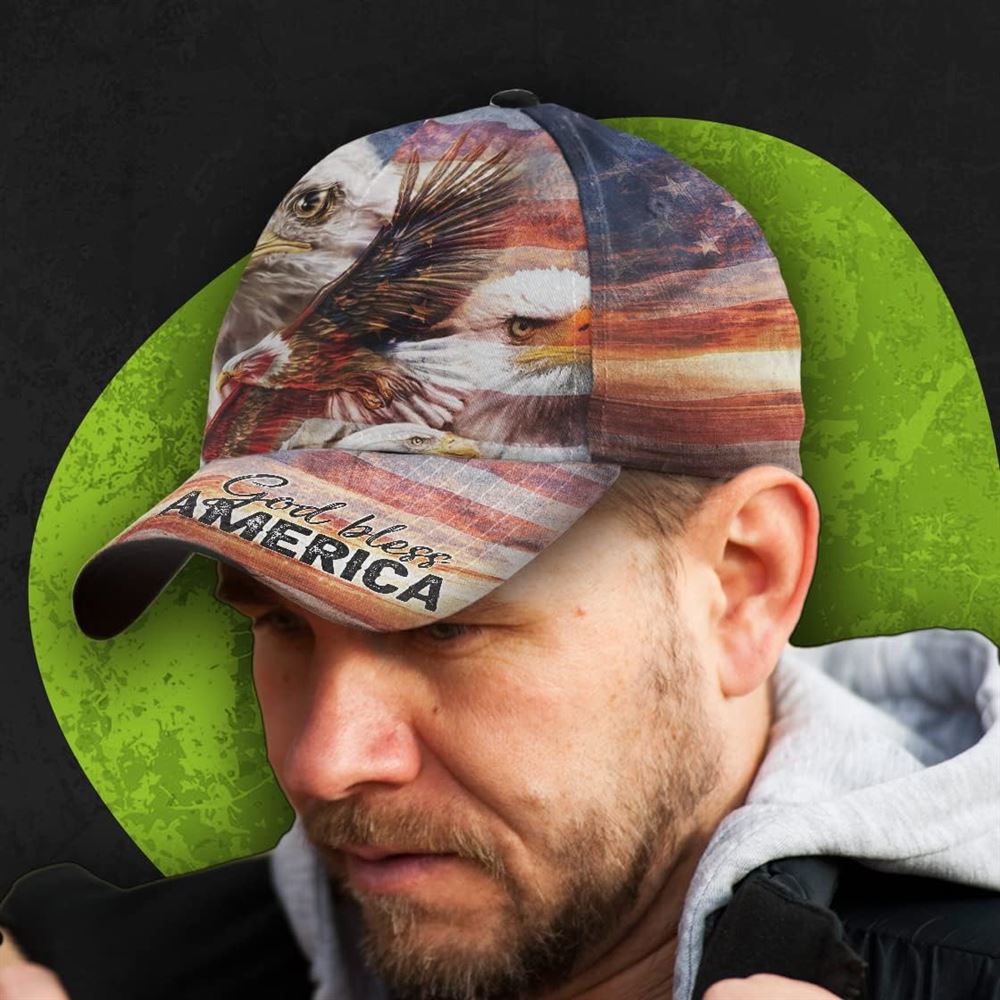 God Bless America Eagle Baseball Cap, Christian, Jesus Hat Trucker Hats Custom Hats Gifts For Men & Women