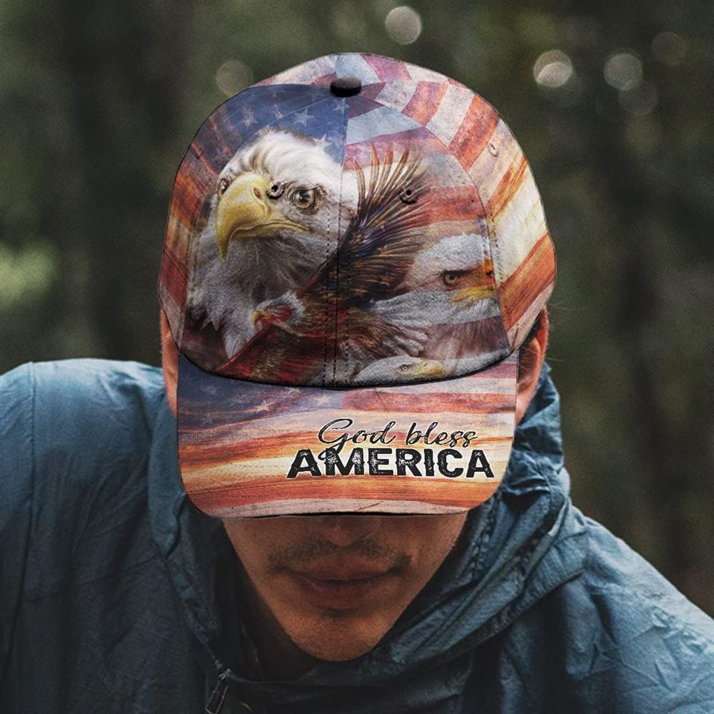 God Bless America Eagle Baseball Cap, Christian, Jesus Hat Trucker Hats Custom Hats Gifts For Men & Women