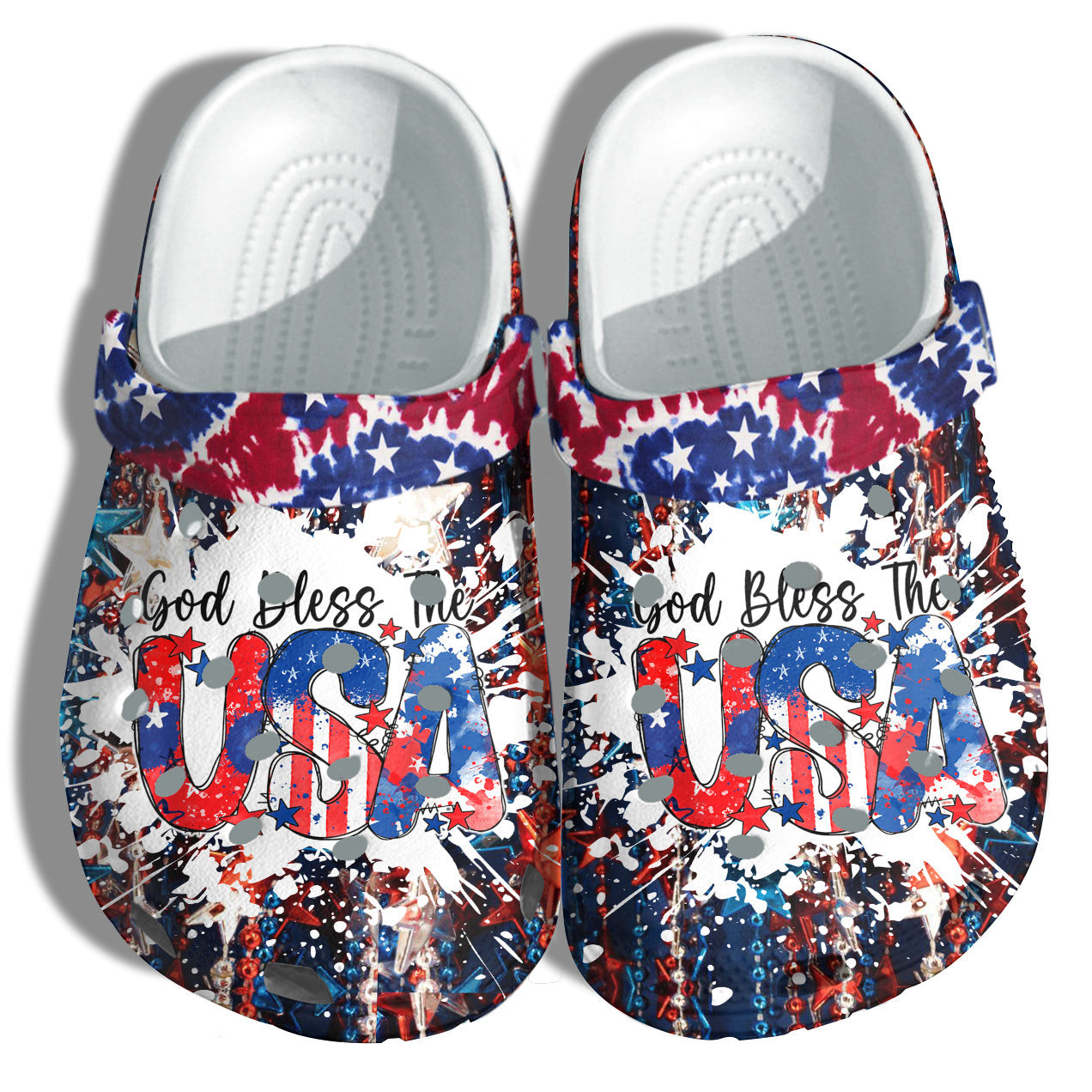 God Bless The Usa America Flag Shoes Hippie - Tie Dye Us Proud Twinkle Star 4Th Of July Shoes Birthday Gift