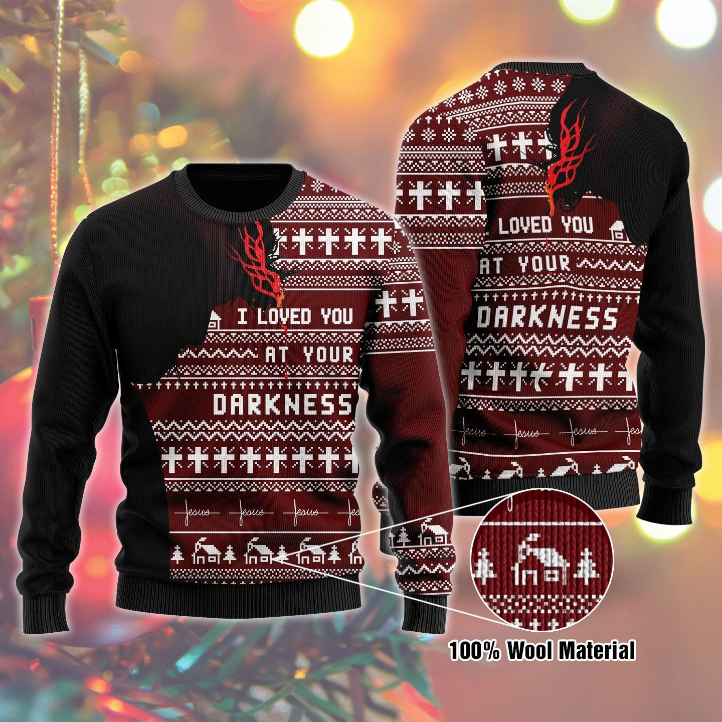 God Is Always With Us 3D Printed Ugly Christmas Sweater Adult 3D Funny Matching for family