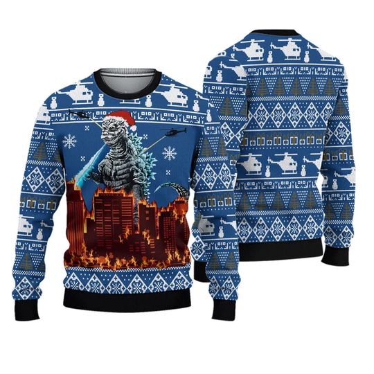god zilla Movie Ugly Christmas Sweater, Godzillas Minus One Opening Night Ugly Sweater - Image 2