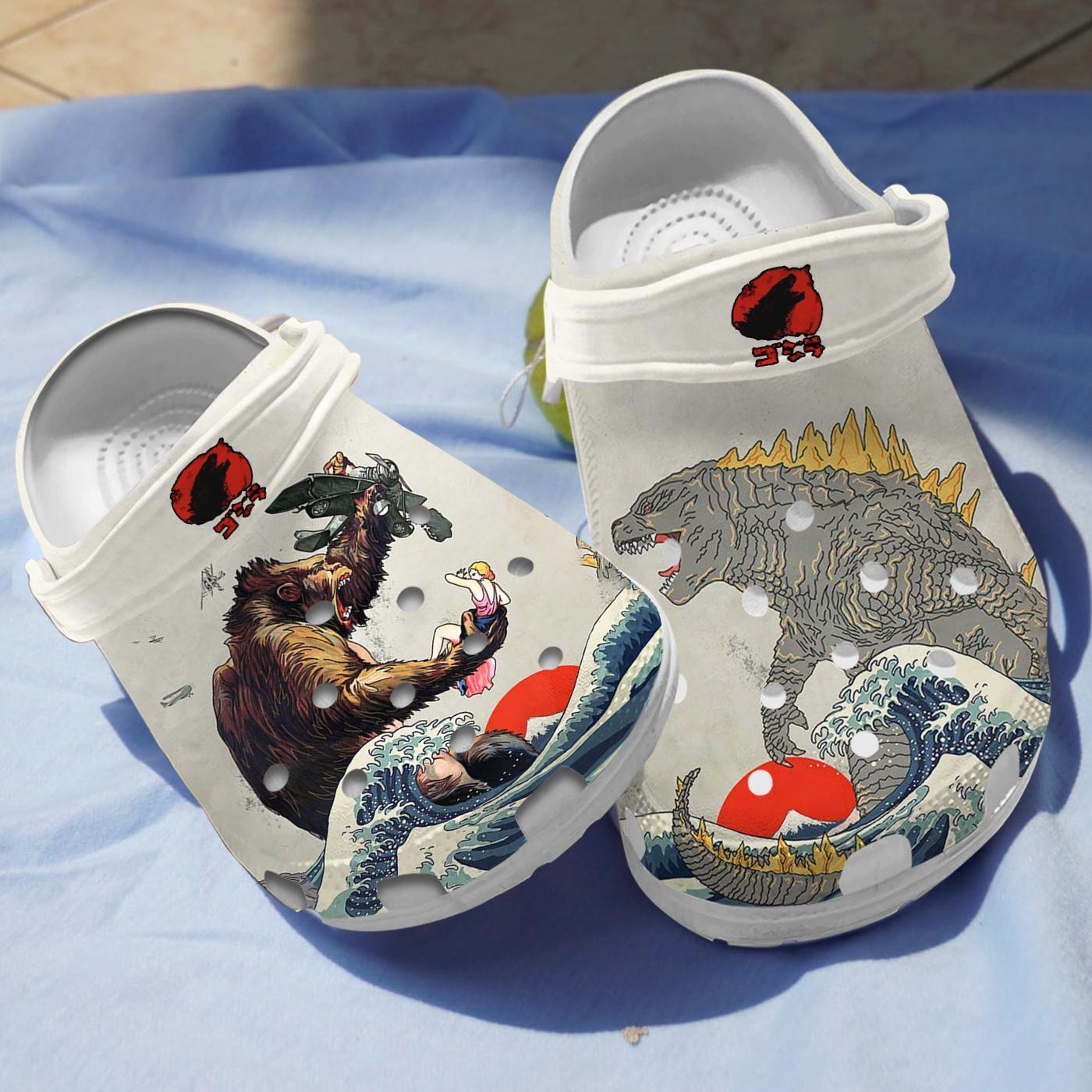 Godzilla And Kong Movie Crocs Crocband Clogs Shoes Comfortable For Men Women and Kids