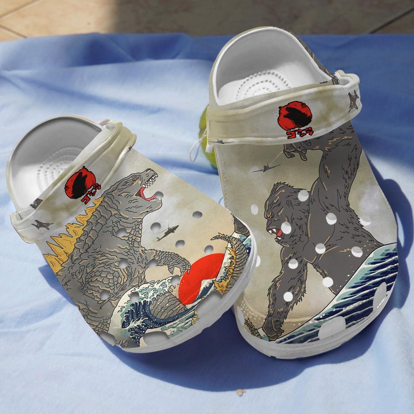 Godzilla And Kong Movie Crocs Crocband Clogs Shoes Comfortable For Men Women and Kids