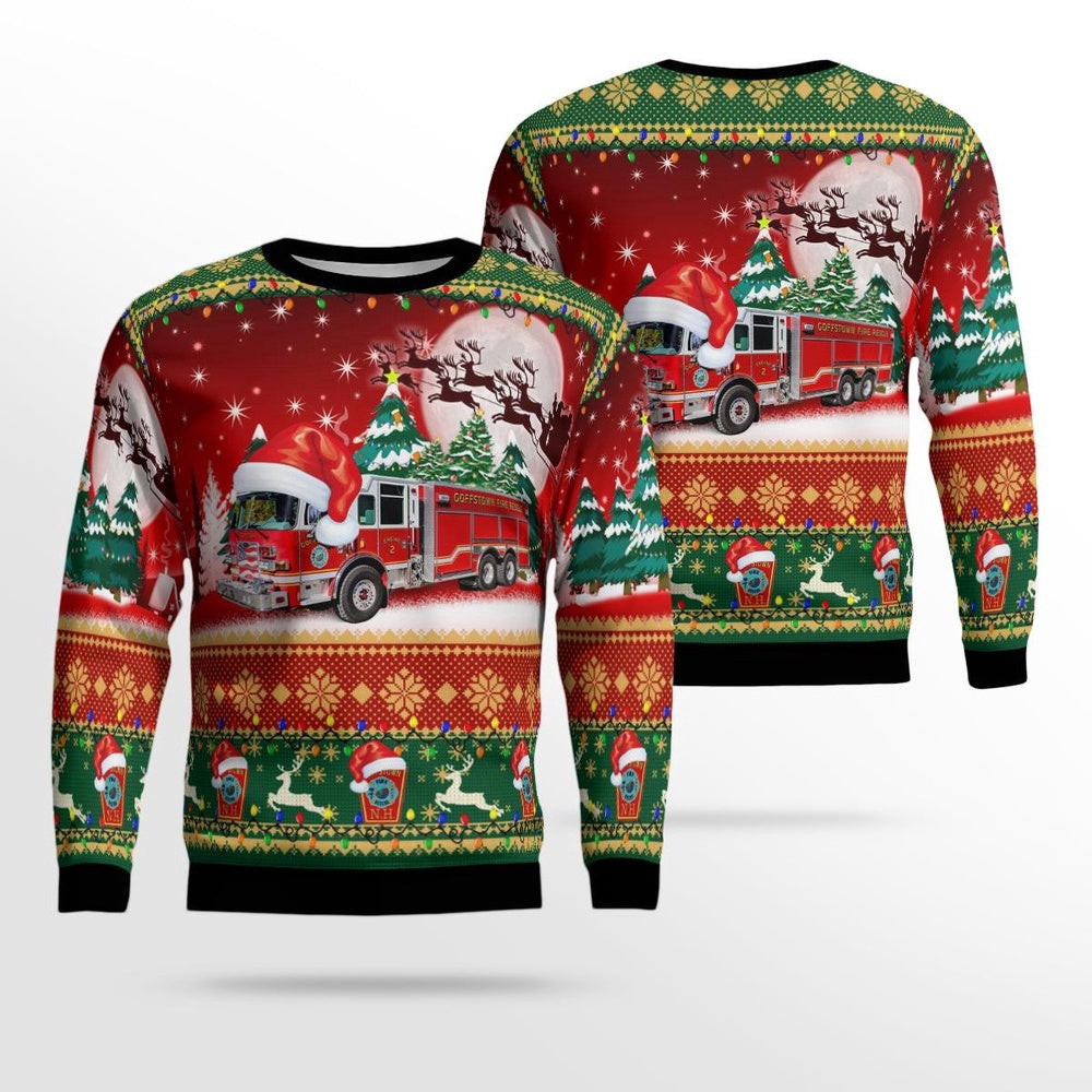 Goffstown Fire Department Goffstown New Hampshire Christmas AOP Ugly Sweater Xmas Unisex Sweater Christmas Gifts For Men Women