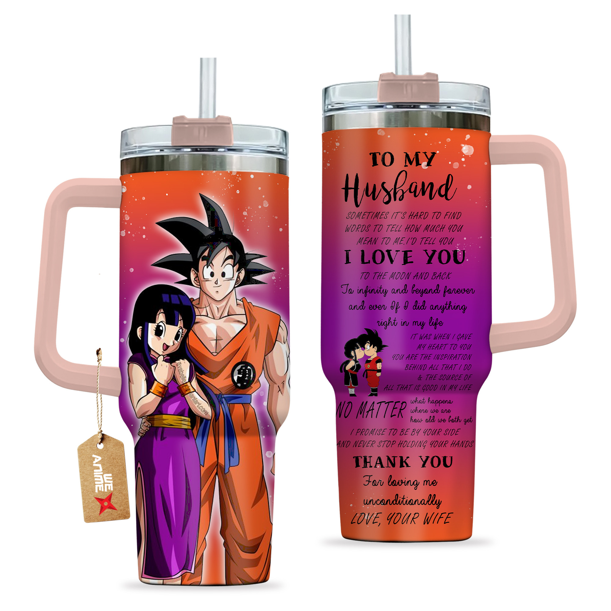 Goku & Chichi Dragon Ball Anime Valentine Custom Stanley Cup 40 oz 30 oz Tumbler With HandleTVC2301167 - Image 2