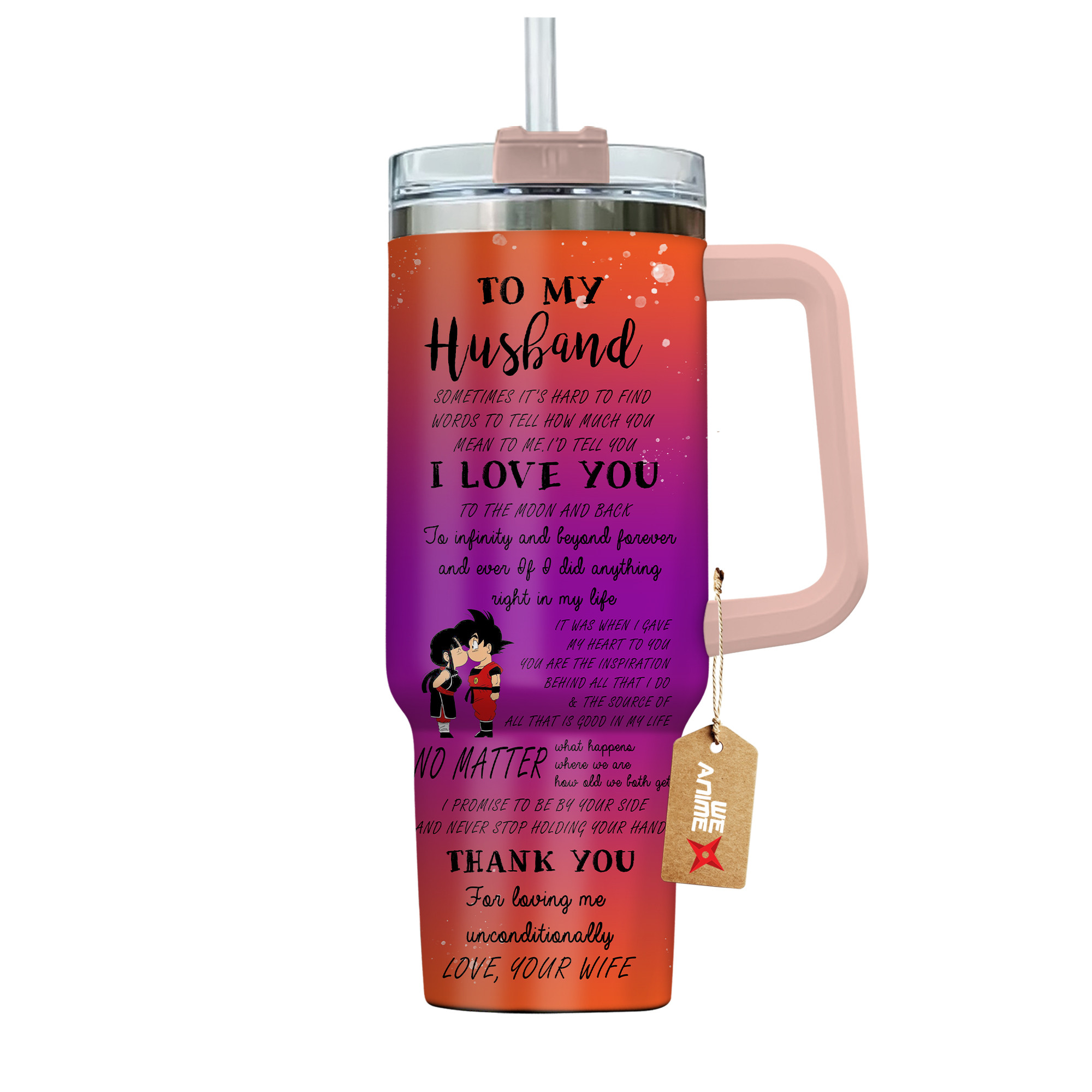 Goku & Chichi Dragon Ball Anime Valentine Custom Stanley Cup 40 oz 30 oz Tumbler With HandleTVC2301167 - Image 4