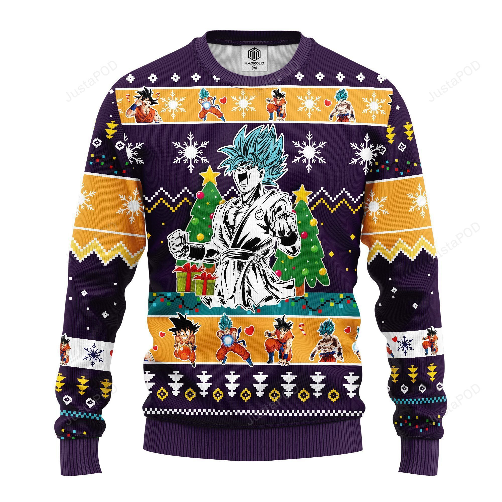 Goku Blue Dragon Ball Ugly Christmas Sweater Adult 3D Funny Matching for family