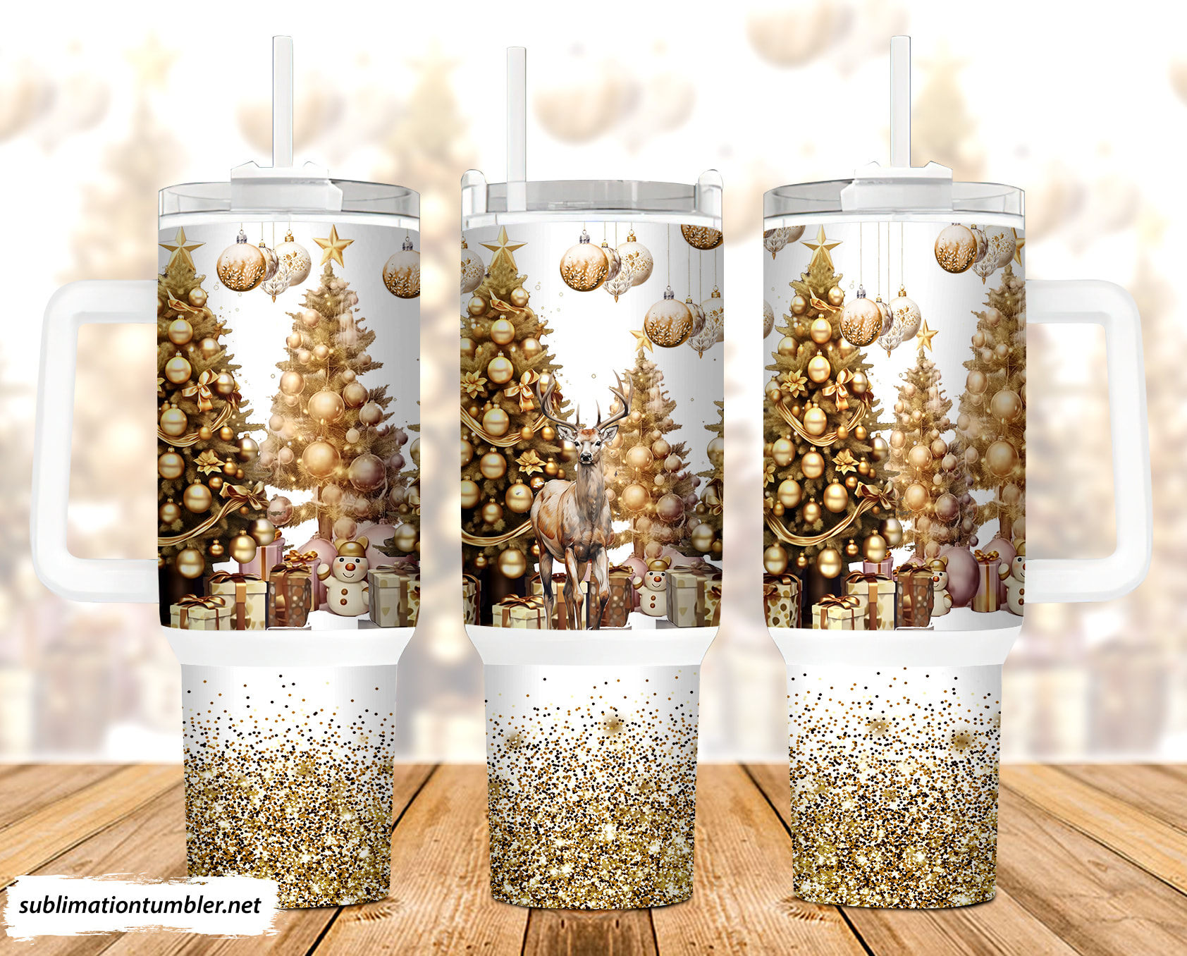 Gold Christmas Custom Stanley Cup 40 oz 30 oz Tumbler With HandleTVC2301896