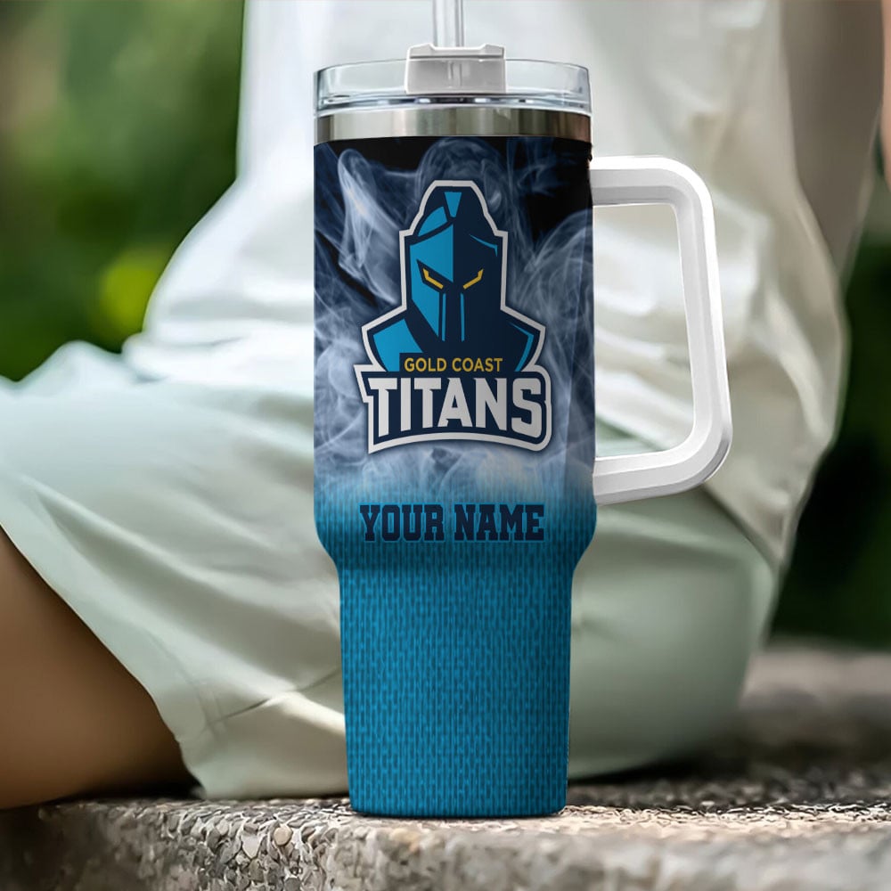 Gold Coast Titans NRL Flame Effect Custom Stanley Cup 40 oz 30 oz Tumbler With HandleTVC2301194