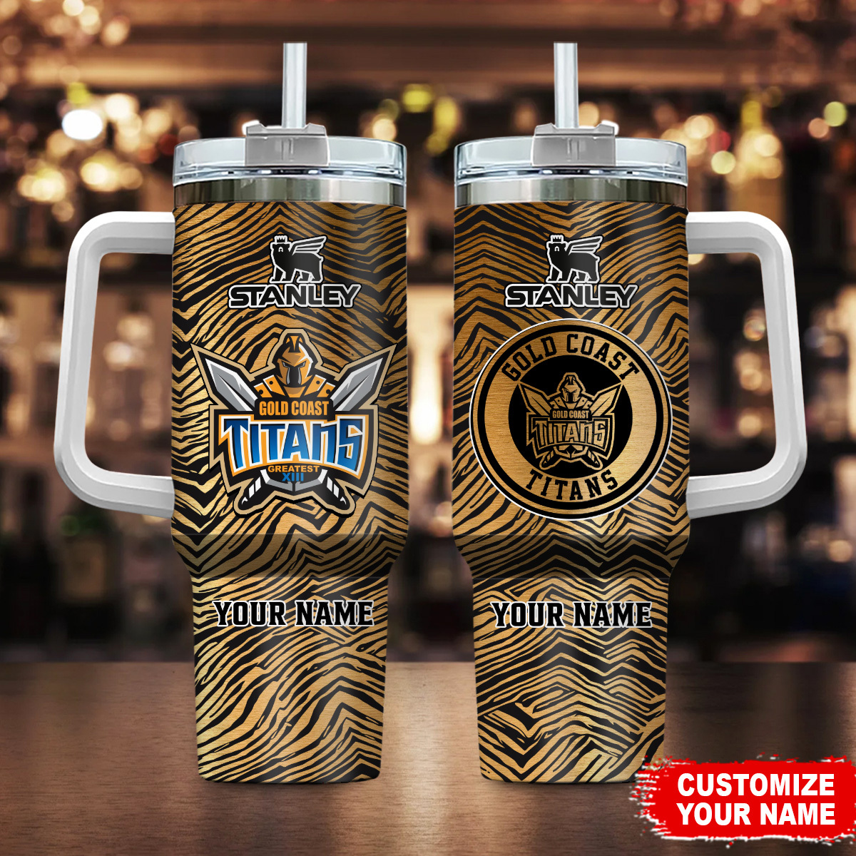 Gold Coast Titans NRL Zubaz Print Custom Stanley Cup 40 oz 30 oz Tumbler With HandleTVC2301181