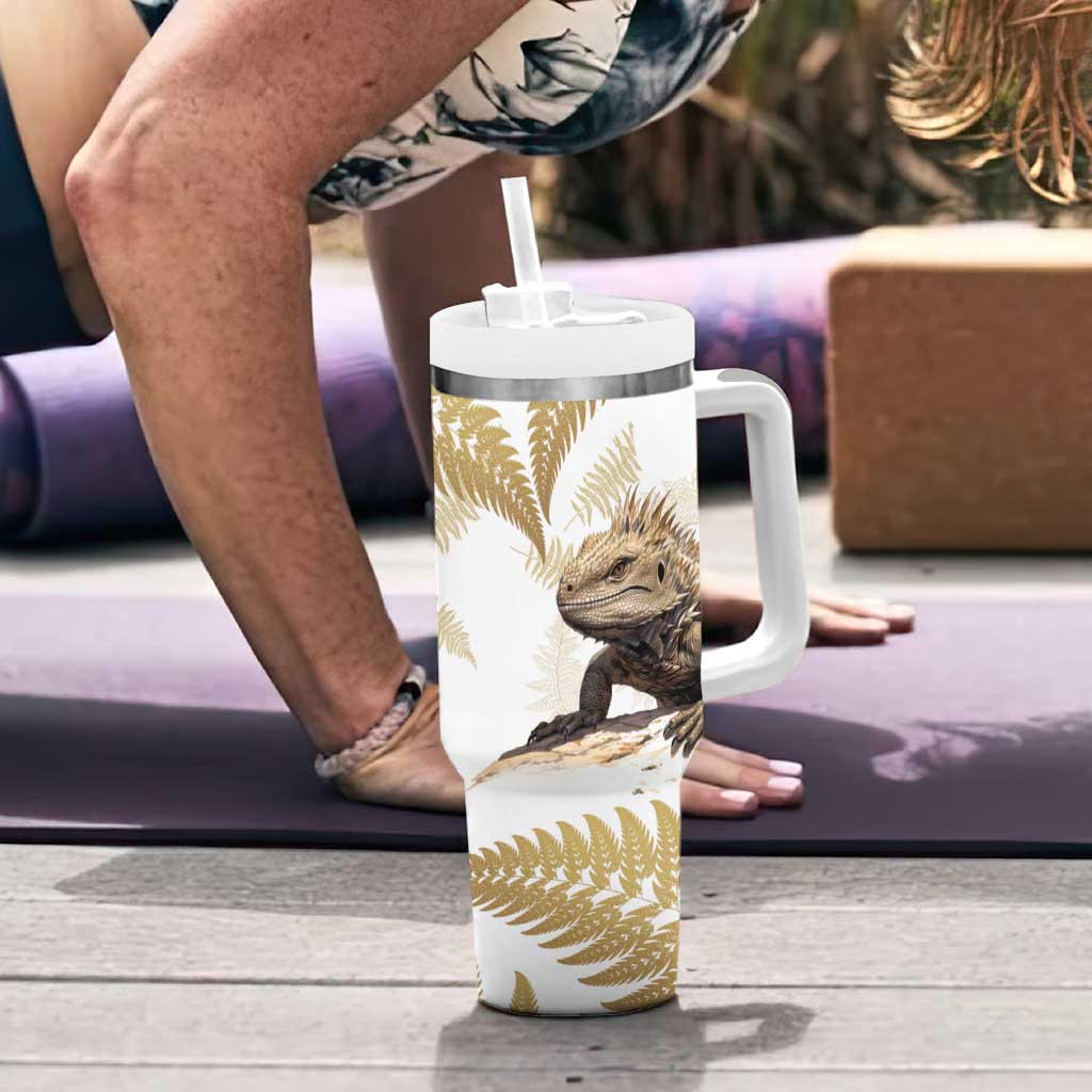 Gold New Zealand Tuatara Aotearoa Sphenodon Punctatus Silver Fern Custom Stanley Cup 40 oz 30 oz Tumbler With HandleTVC2301319 - Image 6
