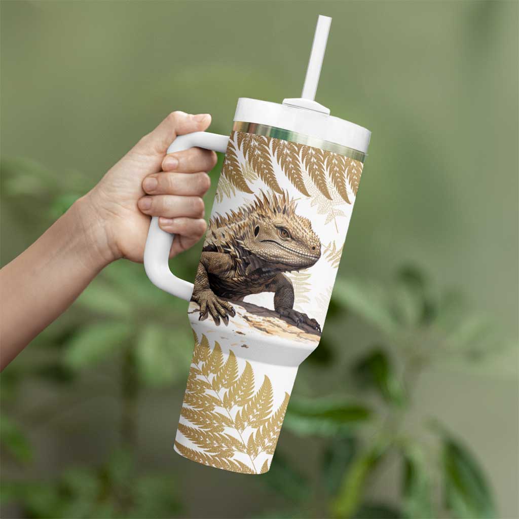 Gold New Zealand Tuatara Aotearoa Sphenodon Punctatus Silver Fern Custom Stanley Cup 40 oz 30 oz Tumbler With HandleTVC2301319 - Image 4