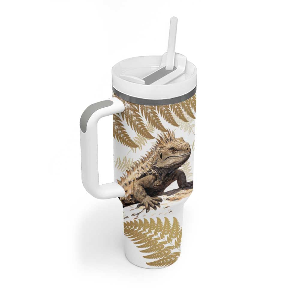 Gold New Zealand Tuatara Aotearoa Sphenodon Punctatus Silver Fern Custom Stanley Cup 40 oz 30 oz Tumbler With HandleTVC2301319 - Image 3