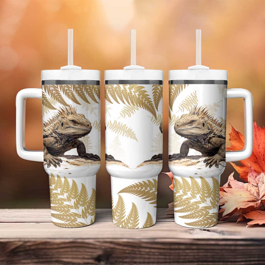 Gold New Zealand Tuatara Aotearoa Sphenodon Punctatus Silver Fern Custom Stanley Cup 40 oz 30 oz Tumbler With HandleTVC2301319