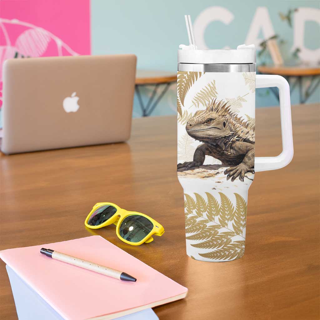 Gold New Zealand Tuatara Aotearoa Sphenodon Punctatus Silver Fern Custom Stanley Cup 40 oz 30 oz Tumbler With HandleTVC2301319 - Image 5