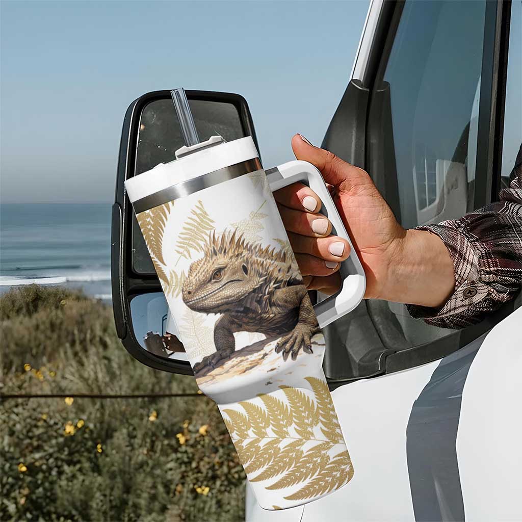 Gold New Zealand Tuatara Aotearoa Sphenodon Punctatus Silver Fern Custom Stanley Cup 40 oz 30 oz Tumbler With HandleTVC2301319 - Image 7