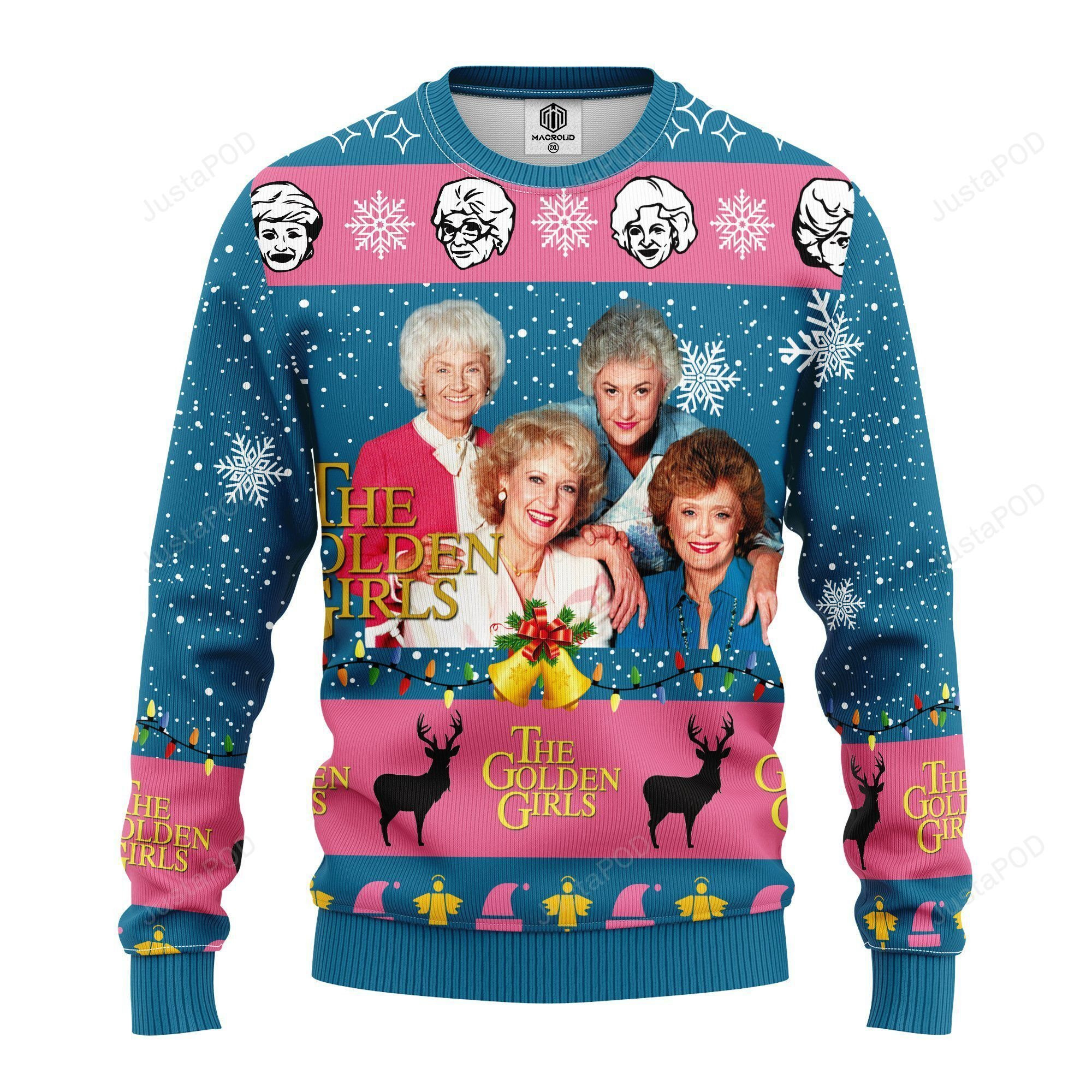 Golden Girls Blue Ugly Christmas Sweater Adult 3D Funny Matching for family