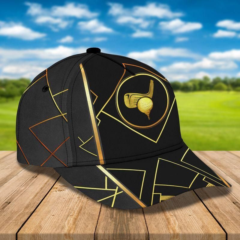 Golden Golf Ball Black Classic Cap Baseball Cap For Golf Lovers Trucker Hats Custom Hats Gifts For Men & Women