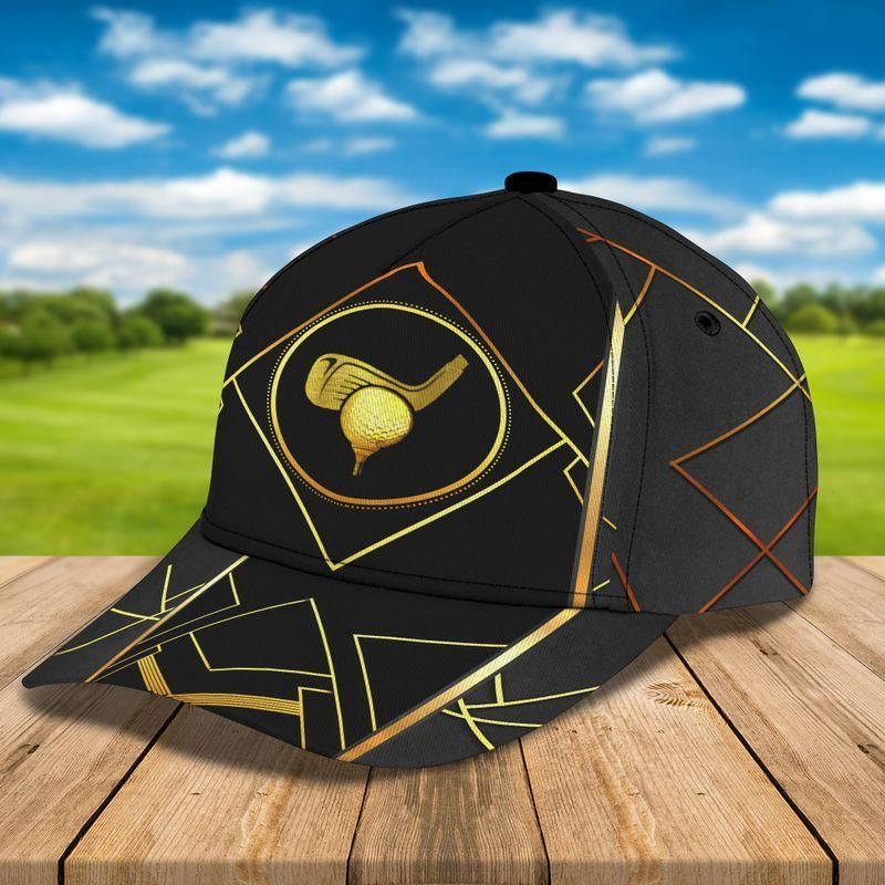 Golden Golf Ball Black Classic Cap Baseball Cap For Golf Lovers Trucker Hats Custom Hats Gifts For Men & Women