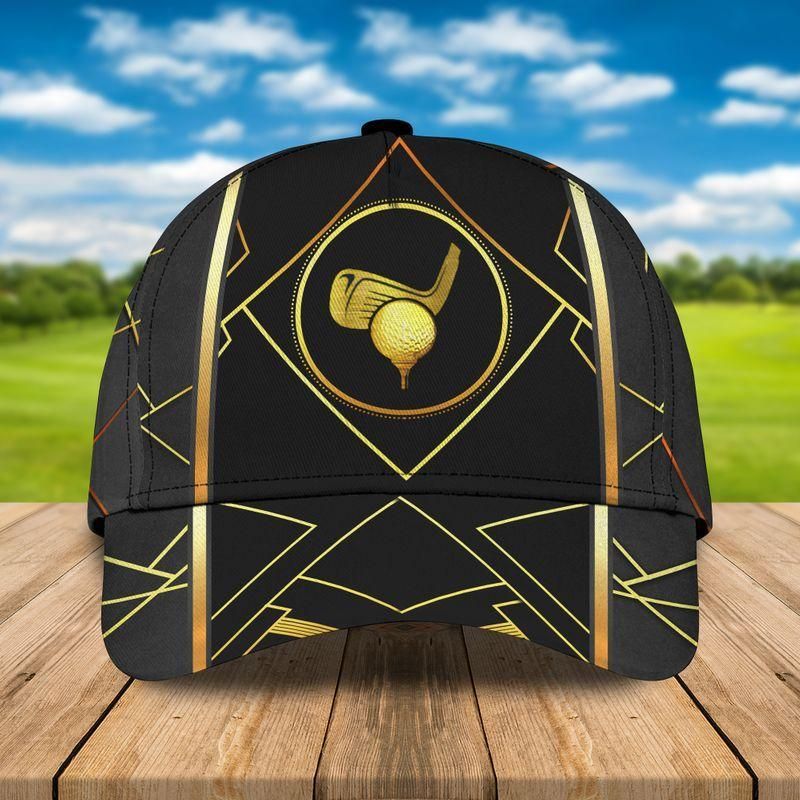 Golden Golf Ball Black Classic Cap Baseball Cap For Golf Lovers Trucker Hats Custom Hats Gifts For Men & Women