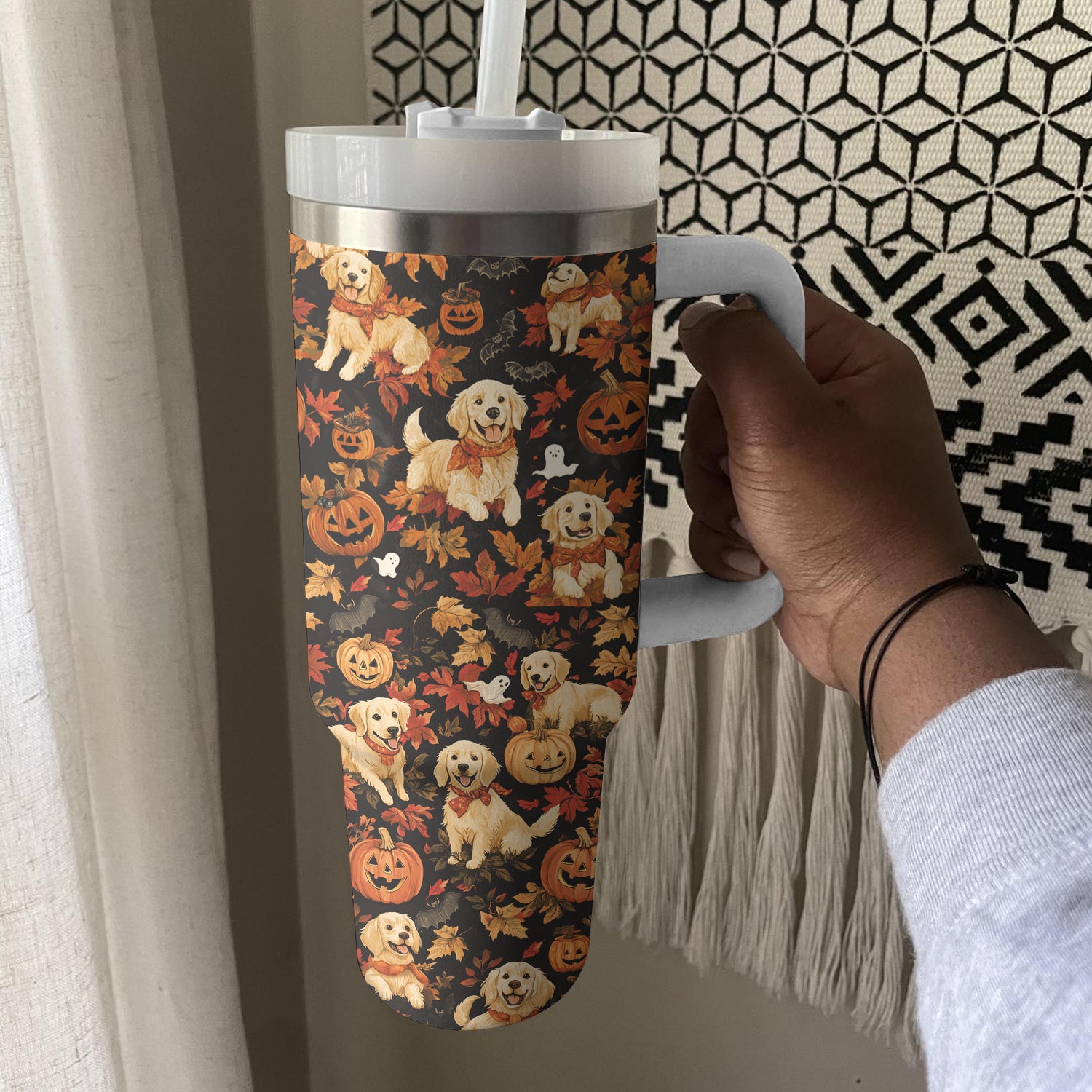 Golden Howl On Halloween Custom Stanley Cup 40 oz 30 oz Tumbler With HandleTVC2301673 - Image 2