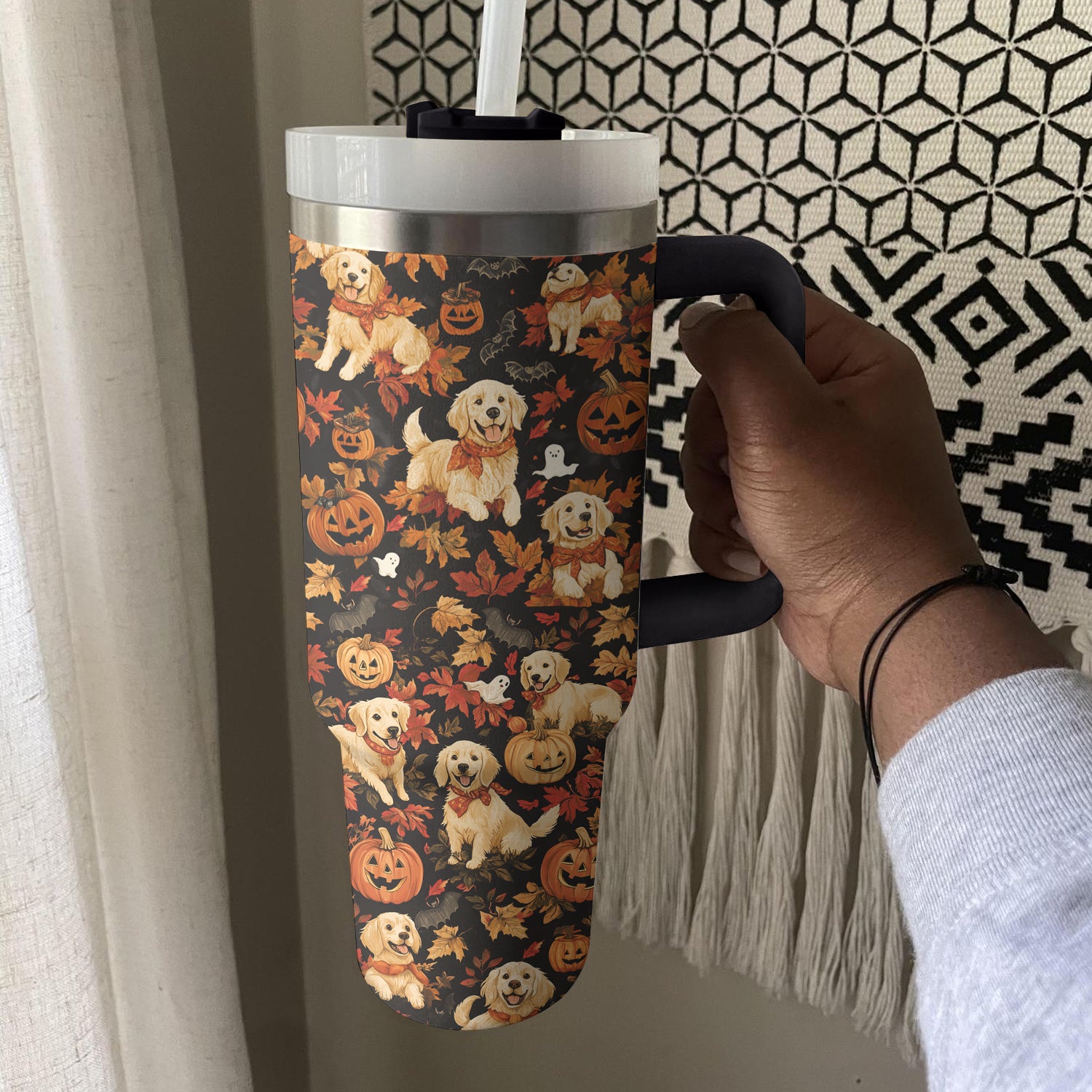 Golden Howl On Halloween Custom Stanley Cup 40 oz 30 oz Tumbler With HandleTVC2301673 - Image 4