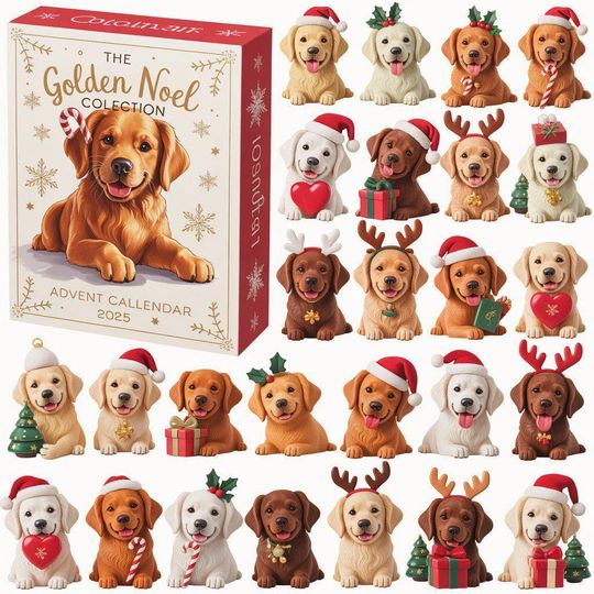 Golden Noel Dog Advent Calendar 2025, Labrador Puppy Christmas Countdown Box - Image 5