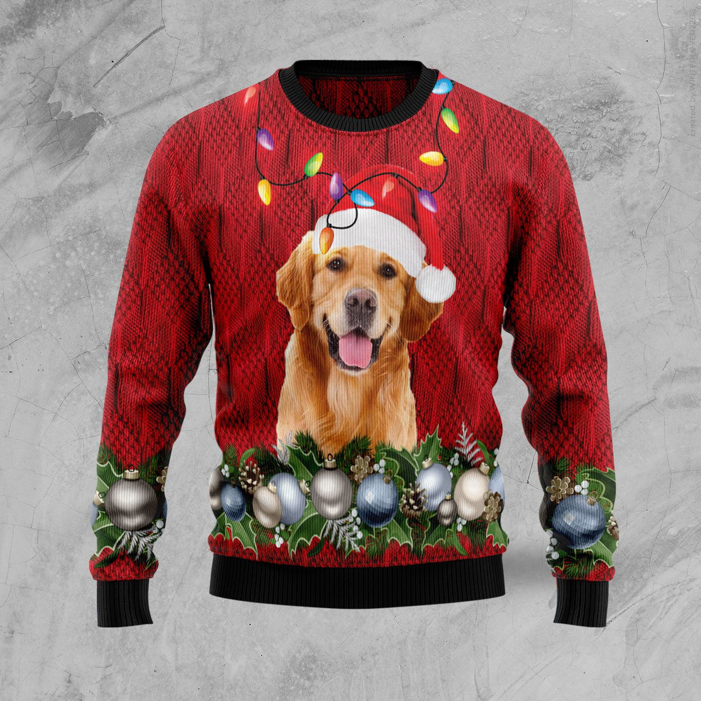 Golden Retriever Christmas Beauty Ugly Christmas Sweater Adult 3D Funny Matching for family