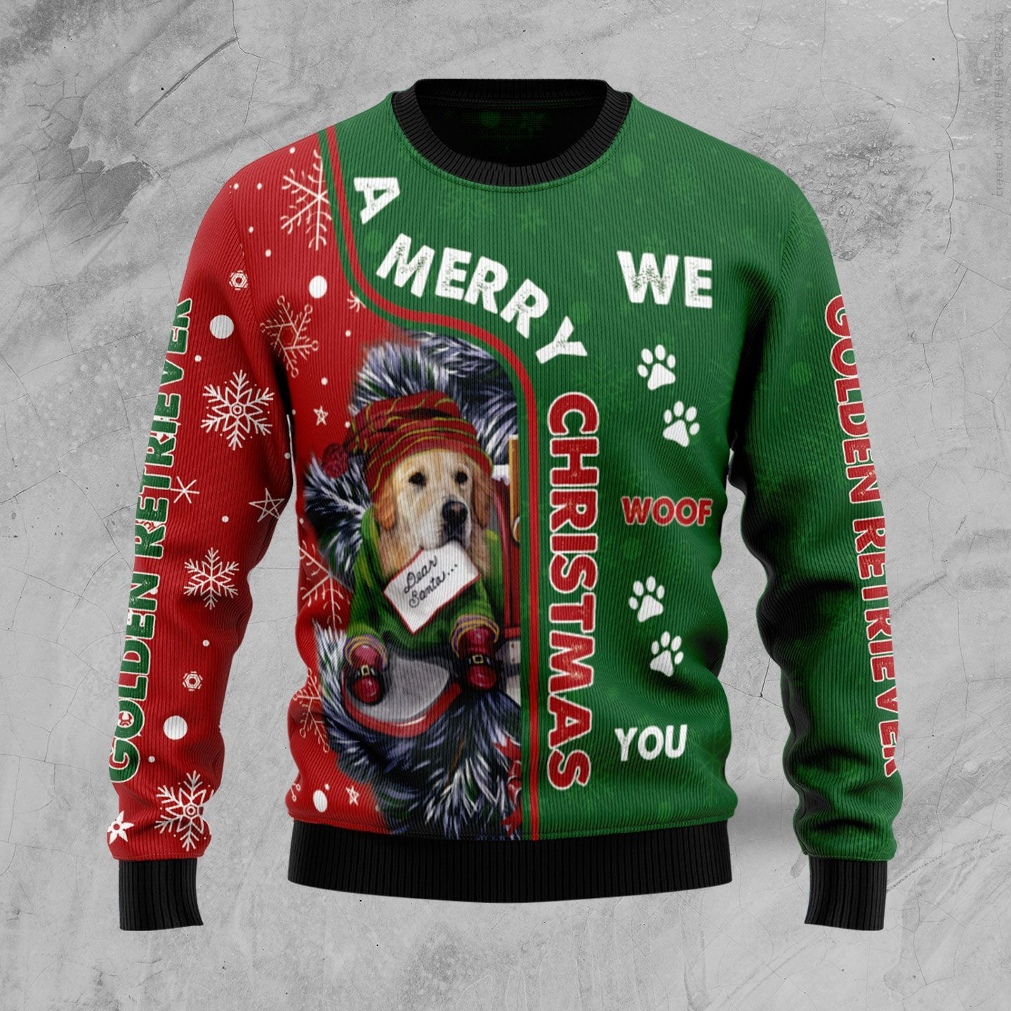 Golden Retriever Dog Ugly Christmas Sweater Adult 3D Funny Matching for family