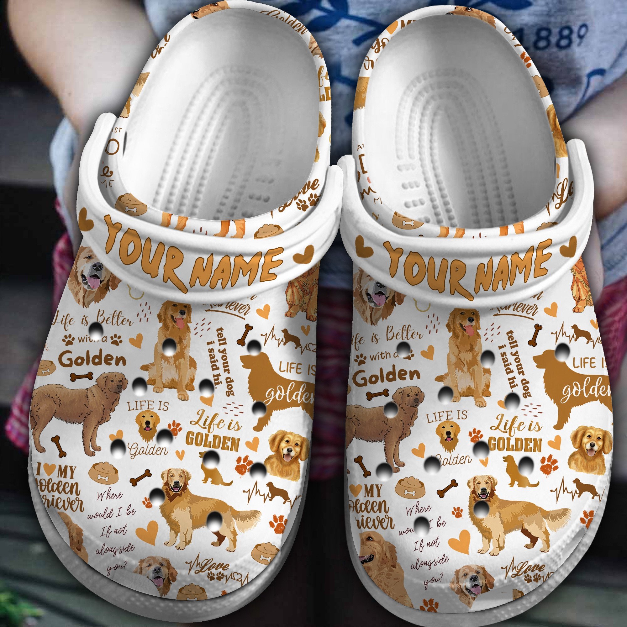 Golden Retriever Dogs Crocs Crocband Clogs Shoes Comfortable For Men Women and Kids