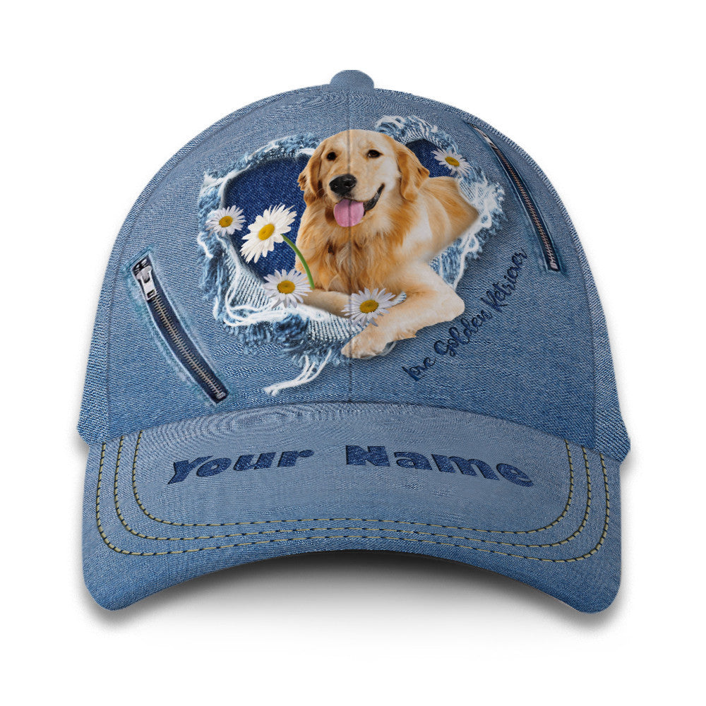 Golden Retriever Jean Customized Hat Classic Cap Trucker Hats Custom Hats Gifts For Men & Women